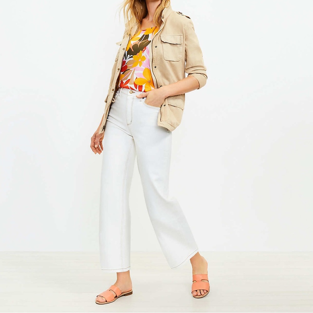 NWT loft wide leg cropped jeans in Ecru